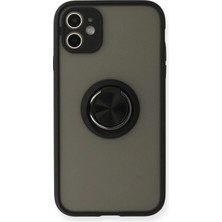 Mey Ithalat®   iPhone 11 Kılıf Montreal Yüzüklü Silikon Kapak - Siyah