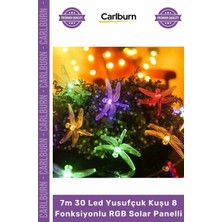 Carlburn #solar Şık Bahçe Dekorasyon Aydınlatma 7m 30 LED Yusufçuk Kuşu 8 Fonksiyonlu Rgb Solar Panelli