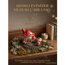 Nura Co Masalsı Orman Serisi: El Yapımı Mantar Ev ve Uyuyan Geyik Biblo Seti