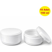 Demet Home 10 ADET 150 ml Beyaz Boş Plastik Pomat Kozmetik Krem Ecza Hobi Kutusu Krem Kavanozu 150 cc Empty plastic