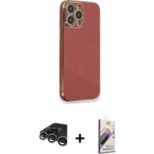 Marsilyan™- iPhone 15 Pro Kılıf Yankı Serisi - Siyah Bilvis 3D Mat Cam Ekran Koruyucu + Raze Metal Kamera Lens - Gs