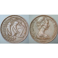 Banknoting Yeni Zelanda 2 Cent 1967 Kowhai Çiçeği. Kraliçe Iı. Elizabeth. 21,1 mm