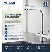 VİTKARSU ARMATÜR VİTKARSU Oval Lüks 3 Yollu Arıtma Çıkışlı Mix Aç-Kapa Mutfak Evye Bataryası