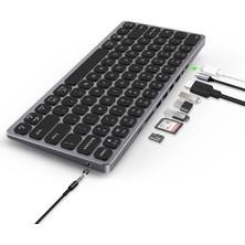 Bix BX-keyhub01 9in1 HUB Özellikli Çok Fonksiyonlu Kablolu Klavye 3x USB 3.0+4K HDMI+PD+Micro SD+3,5mm Aux Mic Girişli