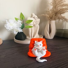 Kitap Okuyan Kedi Figürü-Sevimli Dekor-Kitaplık Süsü
