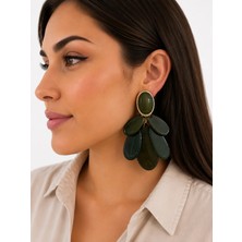 Girift Vintage Clover Yeşil Akrilik Çoklu Sallantılı Küpe