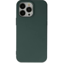 Mey Ithalat®   iPhone 14 Pro Max Kılıf Nano Içi Kadife Silikon - Koyu Yeşil