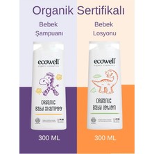 EcowellBebek Saç & Vücut Şampuanı + Nemlendirici Yüz & Vücut Losyonu, Organik & Vegan Sertifikalı 2 x 300ml