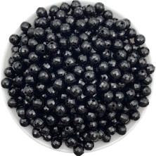 Hedef Bijuteri 8mm Siyah Renk Akrilik Plastik Dünya Model Boncuk 50GR Takı ve Çanta Yapımında Kullanım