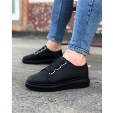Ramer JY026 Astor Erkek Günlük Lastikli Cilt Spor Sneaker Ayakkabı Cst - Siyah