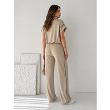 Maimoda Kadın Biye Detaylı Modal Kumaş Yelekli Takım / Women’s Vest Suit With Piping Detail In Modal Fabric