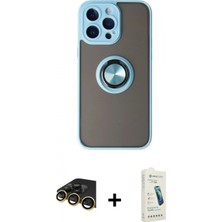 Marsilyan™- iPhone 14 Pro Kılıf Yörünge Çizgi - Şeffaf Pasifik Cam Ekran Koruyucu + Raze Metal Kamera Lens - Gd