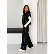 Maimoda Kadın Biye Detaylı Modal Kumaş Yelekli Takım / Women’s Vest Suit With Piping Detail In Modal Fabric
