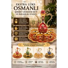Wolawood Ekstra Lüx Osmanlı Şerbet Zemzem Seti ve Sunumluk Standı 6 Kişilik Bardaklı Sürahili Özel Dekoratif Premium Takım Hediyelik Özel Üretim