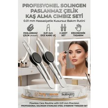 TransForMacion Profesyonel Kaş Cımbızı 2'li Set Çelik Düz Uçlu Tüy Alma Cımbızı Solingen Professional 718965