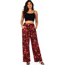 Kadın Emprime Bol Paçalı Lastikli Bağcıklı Pantolon BGL-ST04626