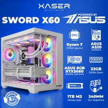 Xaser Sword X60 AMD R7 5700X/ASUS A520M-R/ASUS 8GB RTX5060/ 32GB RAM /1TB M.2 SSD/Sıvı Soğutmalı Masaüstü Oyuncu Bilgisayarı