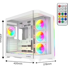 Rampage Lyron Kumandalı 7*12CM Argb Fan+Kontrolcü Pwm Fanlı Atx/m-Atx Beyaz Oyuncu Kasası