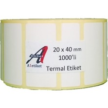 A1 Termal Barkod Etiketi 20 x 40 mm 1000'li Rulo Özellikleri ile Yüksek Yapışkanlık