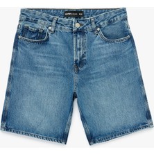 Koton Pamuklu Cepli Straight Fit Bermuda Jean Şort