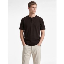 Koton Regular Fit Pamuklu Düğmeli Kısa Kollu Henley Yaka Tişört