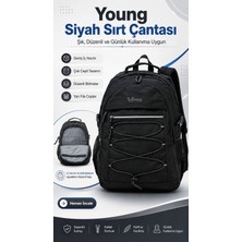 Young 51537 Black Siyah Unisex Çok Cepli Suya Dayanıklı Sırt Çantası