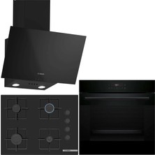 Bosch Siyah 3 Lü Ankastre Set 404 ( HJG852YB0T - POP7C6P30O - DWK63PJ60T(61T)  ) 67CM Ocak - 3D Fry Hava ile Kızartma -