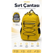 Young 51537 Yellow Sarı Unisex Çok Cepli Suya Dayanıklı Sırt Çantası