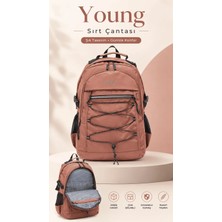 Young 51537 Pink Pembe Unisex Çok Cepli Suya Dayanıklı Sırt Çantası