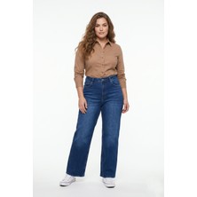 Kadın Yüksek Bel Wide Leg Denim Bol Pantolon BGL-ST05449