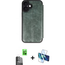 Marsilyan™- iPhone 16 Kılıf Zirve Yansıma Serisi - Siyah 3D Antistatik Seramik Nano Ekran Koruyucu + Raze Metal Kamera Lens - Sh