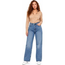 Kadın Yüksek Bel Wide Leg Denim Bol Pantolon BGL-ST05449