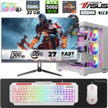 Xaser Sword X55 R7-5700X 32GB 1TB M.2 SSD/ASUS 8GB RTX5060/ 27" 300Hz Sıvı soğutmalı Masaüstü Oyuncu Bilgisayarı