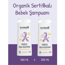 Ecowell Bebek Saç & Vücut Şampuanı, Organik & Vegan Sertifikalı, Parabensiz, Doğal Konak Önleyici 2x300ml