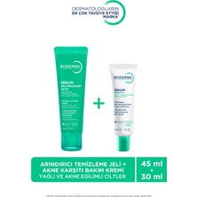 Bioderma Cilt Bakım Seti Yağlı Ciltler İçin Arındırıcı Temizleme Jeli ve Akne Kremleri 30 ml 45 ml