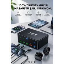 Neffo 100W Süper Hızlı Akıllı Şarj İstasyonu 10 Port USB Type-C Güç Dağıtımlı Adaptör Tüm Cihazlarla Uyumlu