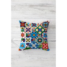 Assess Store Pelangi Etnik Geometrik Motifler Çift Tarafı Baskılı Gizli Fermuarlı Yastık Kırlent Koltuk Yastık Kılıfı, Mavi-Yeşil 45 x 45