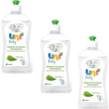 Uni Baby Biberon ve Emzik Temizleyici 500 ml 3 Parça Hassas Ciltler İçin Dermatolojik Olarak Test Edilmiştir