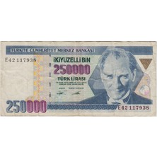 Banknoting 7. Emisyon 2. Tertip 250.000 Lira E42 En Nadir Seri. Temiz++