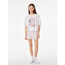 Koton Pamuklu Bisiklet Yaka Kısa Kollu Rahat Kesim Baskılı Pijama Takımı