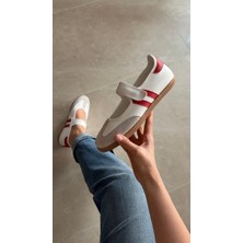 Selin Shoes Roven Cırt Cırtlı Kadın Spor Ayakkabı- Beyaz/kırmızı