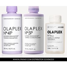 OLAPLEX The Blonde & Grey Hair- Strengthening System - Sarı & Gri Saçların Rengini Koruyan & Bağ Güçlendirici Üçlü Bakım Seti