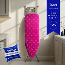 Silva Aura Ütü Masası Kılıfı 50x140 cm %100 Pamuk Yıldız Deseni ile Pembe Renkli