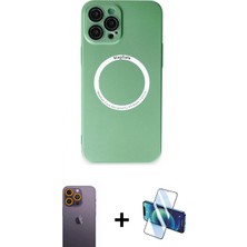 Marsilyan™- iPhone 12 Pro Kılıf Zirve Klasik Prime - Siyah 3D Antistatik Cam Ekran Koruyucu + Neon Fosforlu Kamera Lens - Sı