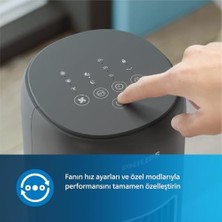 Assess Store 5000 Serisi Kule Tipi Fan, 105 cm Ince Tasarım, Uzaktan Kumanda, Zamanlayıcı, 3 Hız, 3 Mod, 40W, Güçlü ve Sessiz Hava Akışı, Aromaterapi Için Uygun, Koyu Gri (CX5535/11)