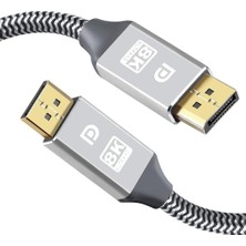 Assess Store 8947 1.5 Metre 8k Displayport Kablosu Dp 1.4 Erkek Erkek 32.4 Gbps Bant Genişliği 8k Çözünürlükte Bile Kesintisiz ve Akıcı Video Akışı Sağlayar • Ses ve Görüntü Senkronizasyonu (1.5 Metre)