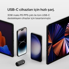 Assess Store Boostcharge 30W Hızlı Araç Şarj Cihazı, Usb-C Güç Dağıtım Portlu Kompakt Tasarım, 16, 15, Galaxy S23,, Vb. Için Evrensel Uyumluluğa Sahip USB Araç Şarj Cihazı - Siyah