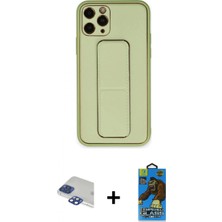 Marsilyan™- iPhone 11 Pro Max Kılıf Akış Doku - Siyah 18D Cam Ekran Koruyucu + Pers Alüminyum Kamera Lens - Lt