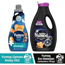 Assess Store Yumoş Kolay Ütü Yumuşatıcı 1200 ml + Yumoş Sıvı Canlandırıcı Terapi Siyahlar 1690 ml (3 Paketi)