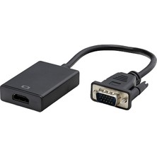 Hadron VGA To HDMI Çevirici + Ses Siyah Renk Yüksek Performanslı Uyumlu Adaptör